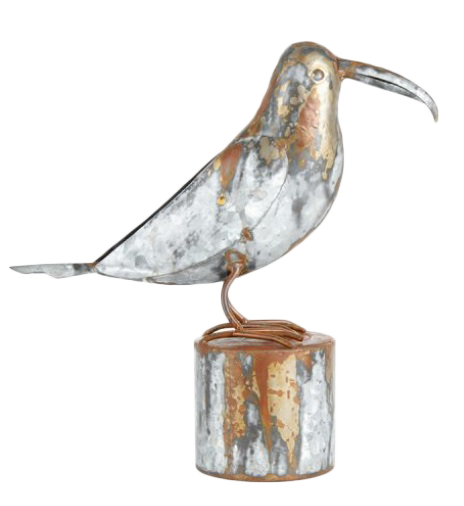 Galvanised Rustic Bird on a Stump